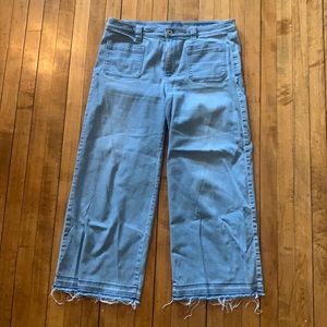 Wide Leg Cropped Denim Jeans